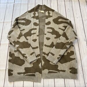 Current/Elliott Wool Cotton Blend Open Front‎ Cardigan Women's Size Medium Camo